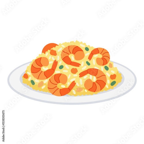 Shrimp Fried Rice Illustration - Asian Cuisine Dish
