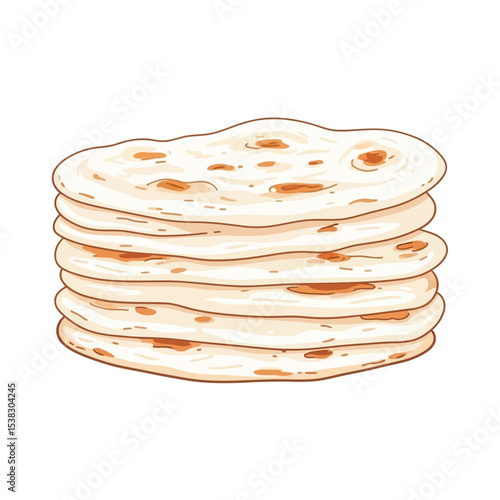 Stack of Flatbreads: Culinary Illustration
