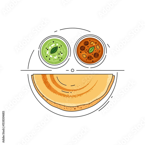 Dosa and Chutney Illustration: South Indian Cuisine