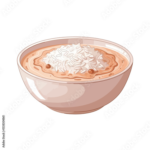 Comforting Bowl of Rice Porridge Illustration