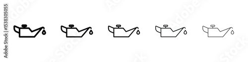 Oil can icons in black stroke designs on white background