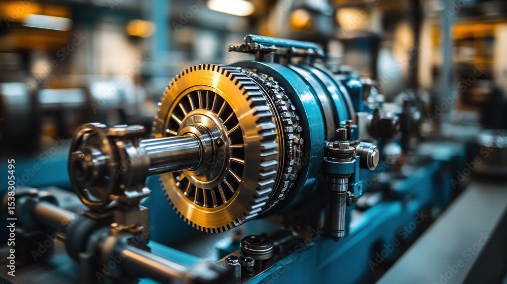Factory Turbine Gearbox Assembly Closeup Factory Turbine Gearbox Assembly Closeup