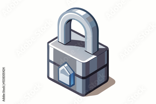 Silver Padlock Illustration Security Protection and Privacy Concept in Isometric View