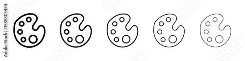Palette icons in black stroke designs on white background