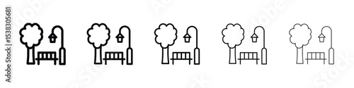 park icons in black stroke designs on white background
