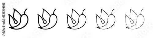 Pepper hot icons in black stroke designs on white background
