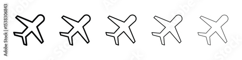 Plane icons in black stroke designs on white background