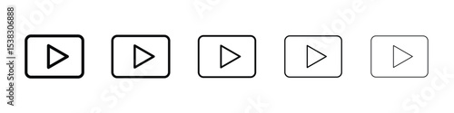 Play icons in black stroke designs on white background