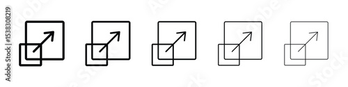 Resize icons in black stroke designs on white background