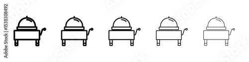 Room service icons in black stroke designs on white background