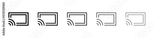 Screencast icons in black stroke designs on white background