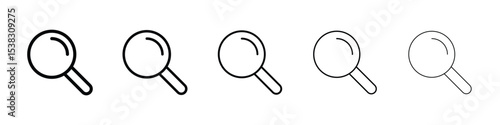 Search icons in black stroke designs on white background