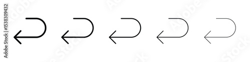 Send back icons in black stroke designs on white background