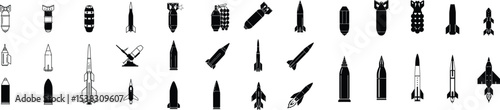 Diverse Collection of Military Ordnance A Visual Compilation of Bombs Missiles and Projectiles Representing a Range of Destructive Technologies