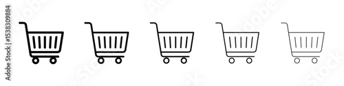 Shopping icons in black stroke designs on white background