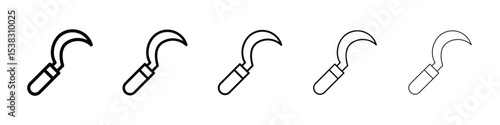 Sickle icons in black stroke designs on white background