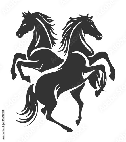 Rearing Horses Silhouette – Bold Modern Logo Design