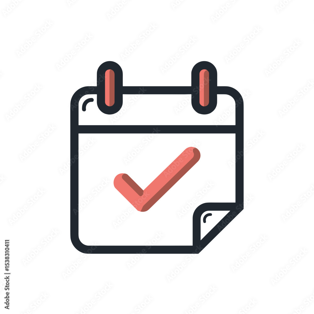 Calendar page with checkmark, reminder concept, for websites Calendar page with checkmark, reminder concept, for websites