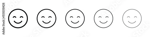 Smile icons in black stroke designs on white background