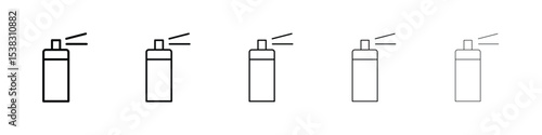 Spray can icons in black stroke designs on white background