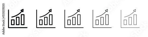 Stats icons in black stroke designs on white background