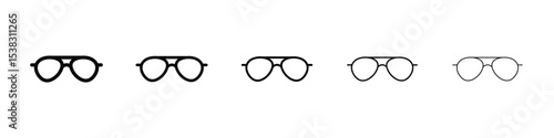 Sunglasses icons in black stroke designs on white background