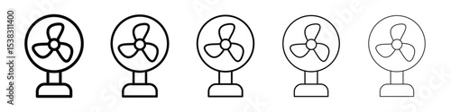 Table Fan icons in black stroke designs on white background