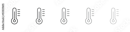 Temperature icons in black stroke designs on white background