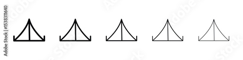Tent icons in black stroke designs on white background