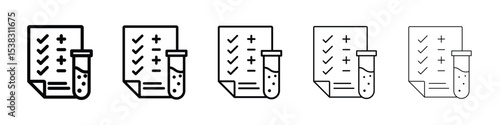 Test icons in black stroke designs on white background