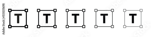 Text icons in black stroke designs on white background