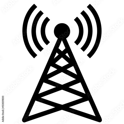Vintage television antenna black vector stencil isolated on background