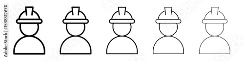 User helmet safety icons in black stroke designs on white background