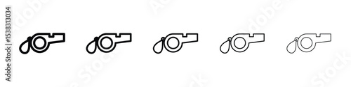 Whistle icons in black stroke designs on white background