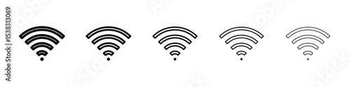 Wifi icons in black stroke designs on white background