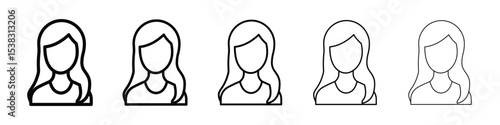 Woman icons in black stroke designs on white background