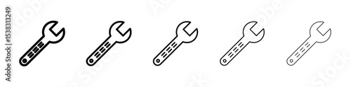 Wrench icons in black stroke designs on white background