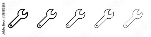 Wrench icons in black stroke designs on white background