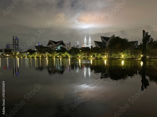 Photography Kuala Lumpur Skyline at Night from Titiwangsa Park, Malaysia