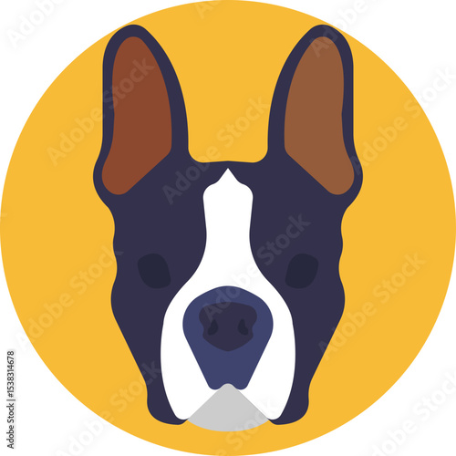 Depiction of an American Staffordshire Terrier featuring cropped ears and a powerful stance.