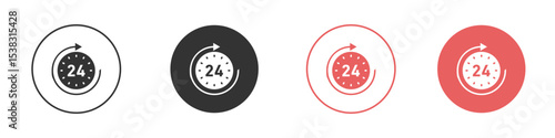 Time twenty four icon simple flat graphic illustration.