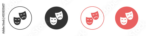 Theater masks icon simple flat graphic illustration.