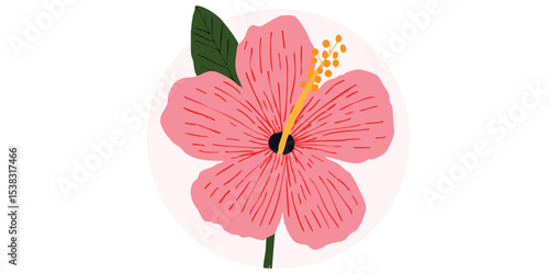 A vibrant hibiscus flower blooms, its delicate petals and striking structure captivating the eye. This floral marvel represents the epitome of beauty.