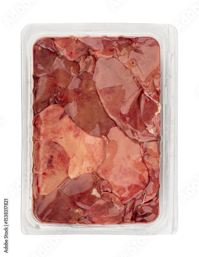 Raw Chicken Liver isolated on white background	