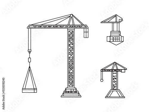 Overhead Crane Heavy Machinery Engineering Illustration 