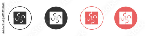 Puzzle pieces icon simple flat graphic illustration.