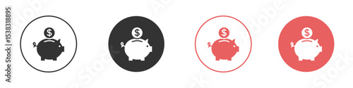 Piggy bank icon simple flat graphic illustration.