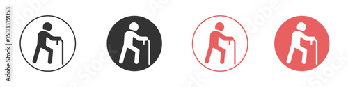 Person walking with cane icon simple flat graphic illustration.