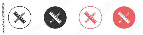 Pencil and ruler icon simple flat graphic illustration.