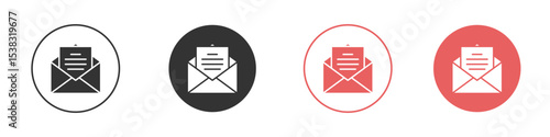 Open envelope icon simple flat graphic illustration.